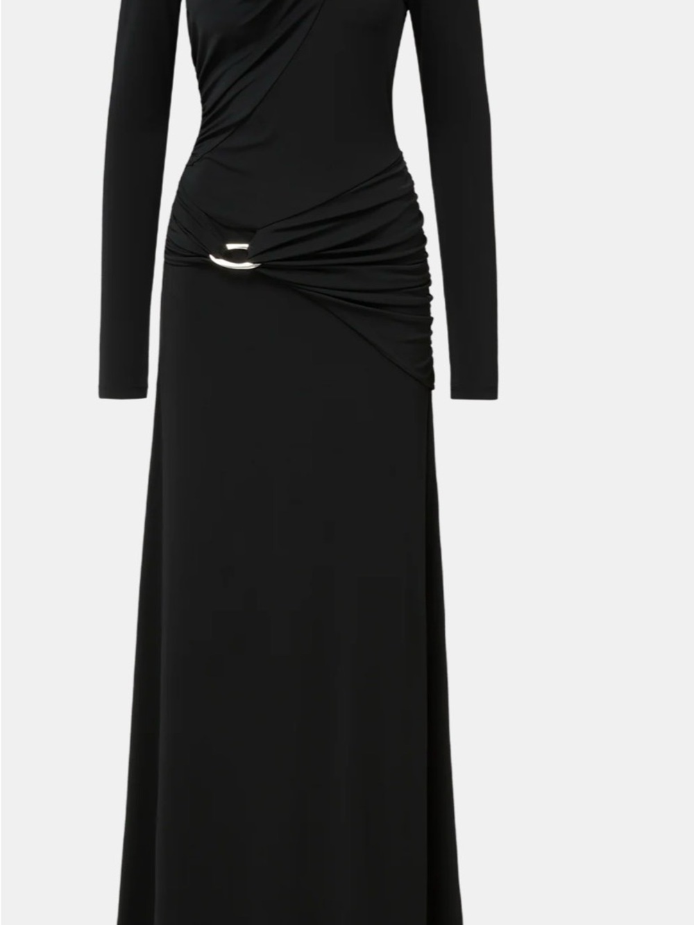 NWT Black Long Sleeve Ruched Maxi Dress